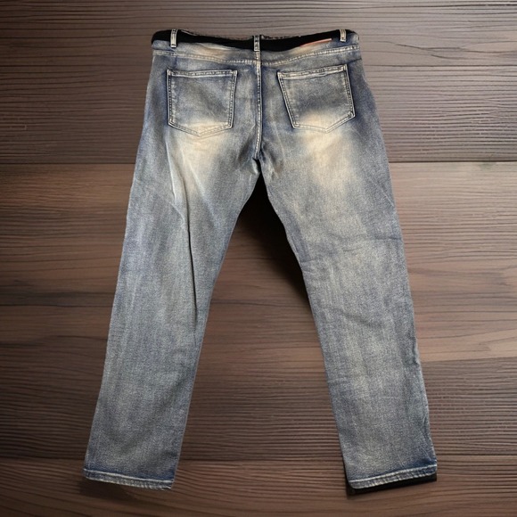 RGSTR Jeans Mens 38x30 Blue Distressed Belt Biker Rock - Picture 2 of 10